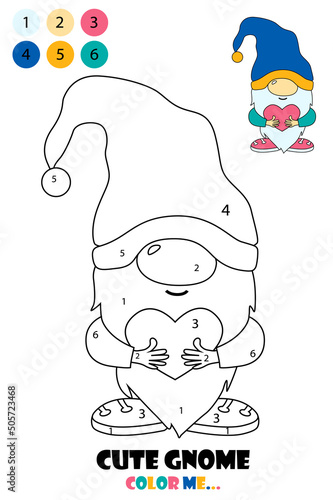 Cute gnome coloring book, cartoon vector illustration
