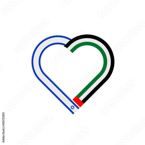 unity concept. heart ribbon icon of israel and united arab emirates flags. vector illustration isolated on white background