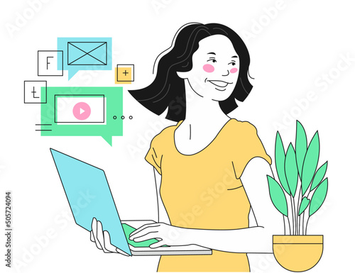 Small business owners people employee freelance online SME marketing e-commerce telemarketing, concept create Digital Campaign. vector illustration. business people concept. (ID: 505724094)