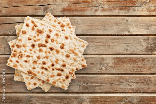 Matzah stick. Jewish traditional Passover bread. Pesach celebration symbol. photo