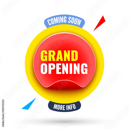 Coming soon grand opening banner. Tag. Label. Sticker. Vector illustration. (ID: 505725233)
