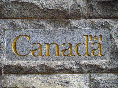 Canvas Print Canada sign on the stone wall