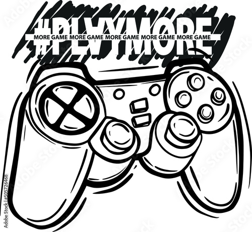 Typography gamer print with joystick. For boys graphic tees