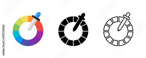 Pipette palette icon. Picker palette tool signs. Pipette spectrum tool icon. Stock vector