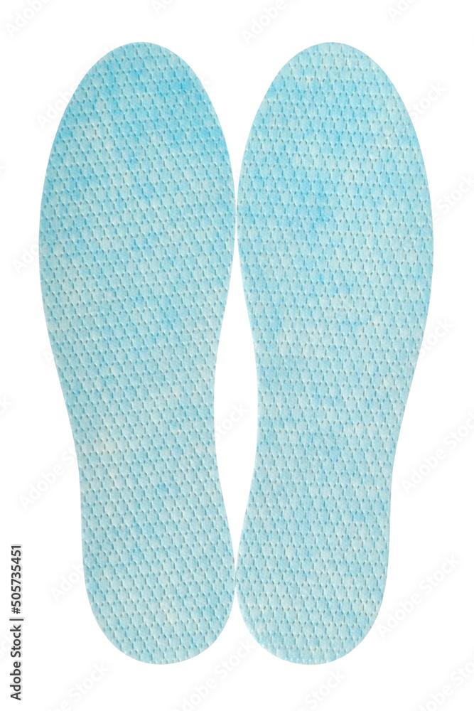 Pair of deodorized insoles close-up isolated on white background Pair of deodorized insoles close-up isolated on white background