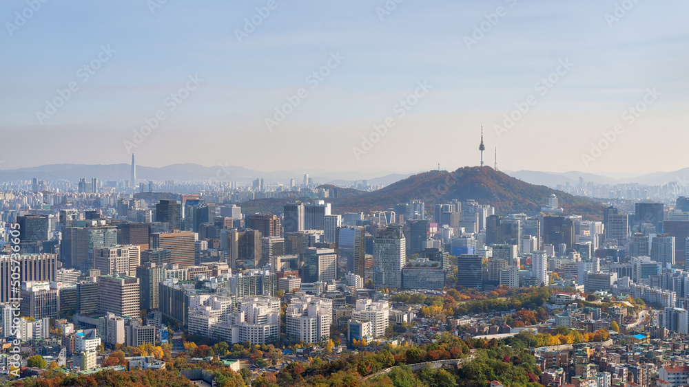 Skyline of Seoul, South Korea, taken in November 2021