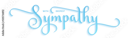 DEEPEST SYMPATHY blue vector brush calligraphy banner with flourishes