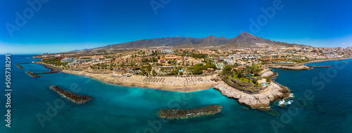 El Duque beach and coastline in Tenerife. Adeje coast Canary island, Spain