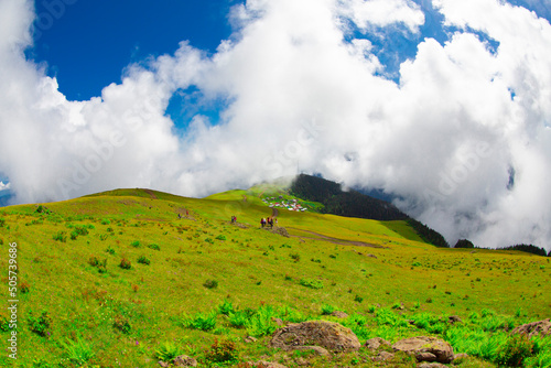 A panoramic view of the Gito plateau, one of the famous plateaus of Rize province and the Kaçkar Mountains. photo