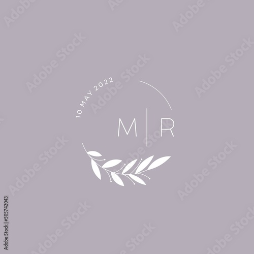 Initial letter MR wedding monogram logo design ideas