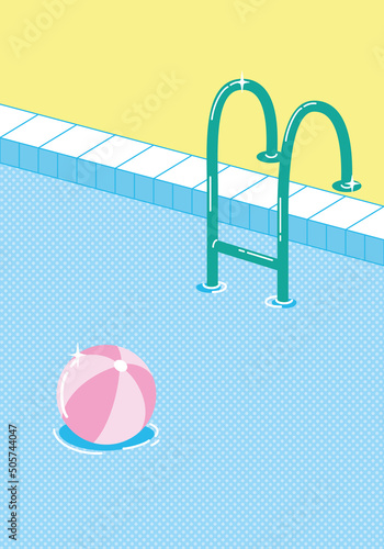 Invitation card template with pool float. Summer pool illustration.