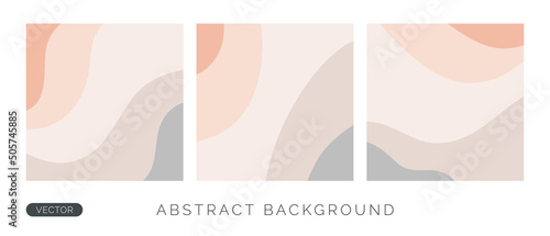 Abstract social media post set with pastel wave. Vector beige background template with copy space for text.