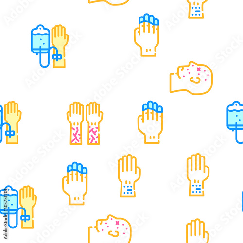 Allergy Health Problem Vector Seamless Pattern Color Line Illustration