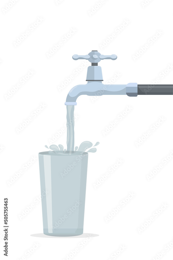 pouring clean water from a tap into a glass pouring clean water from a tap into a glass