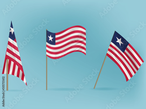 National flag of Liberia vector.Waving flag of Liberia from different angle