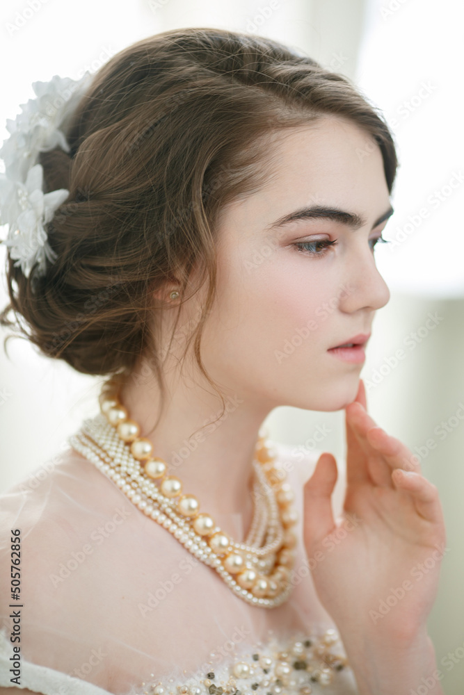 Portrait of a cute bride girl.