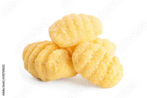Tableau sur toile Traditional Fresh gnocchi pasta uncooked isolated on white background, pasta fre