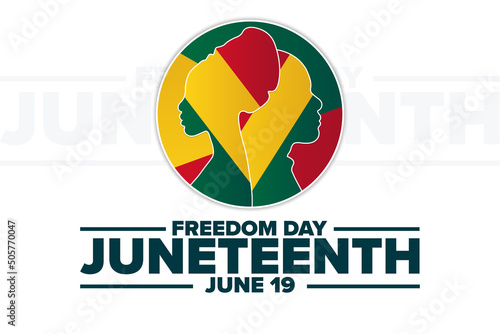 Juneteenth. Freedom Day. June 19. Holiday concept. Template for background, banner, card, poster with text inscription. Vector EPS10 illustration.