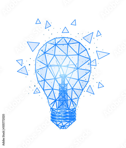 Wireframe Lamp Bulb Composition