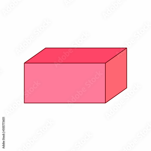 Red cuboid basic simple 3d shape isolated on white background