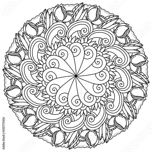 mandala with butterflies and floral motifs  meditative coloring page with fantasy patterns