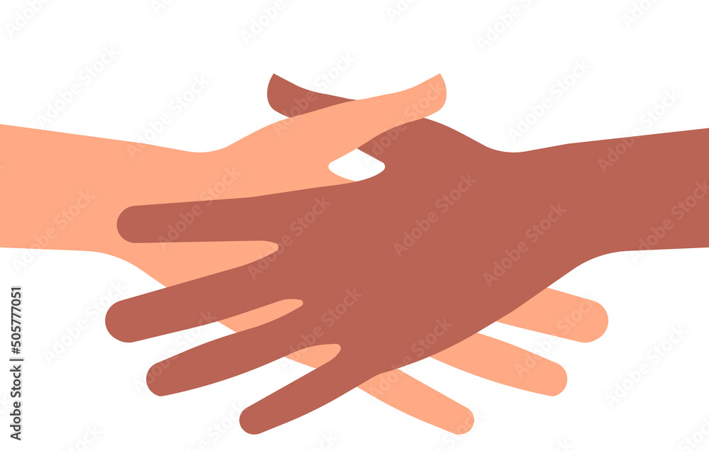 International business people handshake. Black and white human hands together. No to racism conceptual. World partnership relations jpg image jpeg illustration isolated on white.
