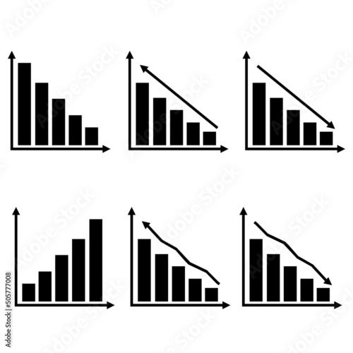 Simple colored collection of reduction related line icons. Thin line image jpeg set of signs for infographic, logo, app development and website design. column growth and decrease charts with arrows is
