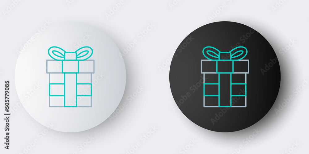Line Gift box icon isolated on grey background. Merry Christmas and Happy New Year. Colorful outline concept. Vector Line Gift box icon isolated on grey background. Merry Christmas and Happy New Year. Colorful outline concept. Vector