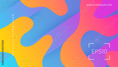 Neon Banner. Dynamic Shapes. Blue Hipster Background. Wave Futuristic Layout. Rainbow Flyer. Bright Page. Horizontal Backdrop. Tech Landing Page. Magenta Neon Banner