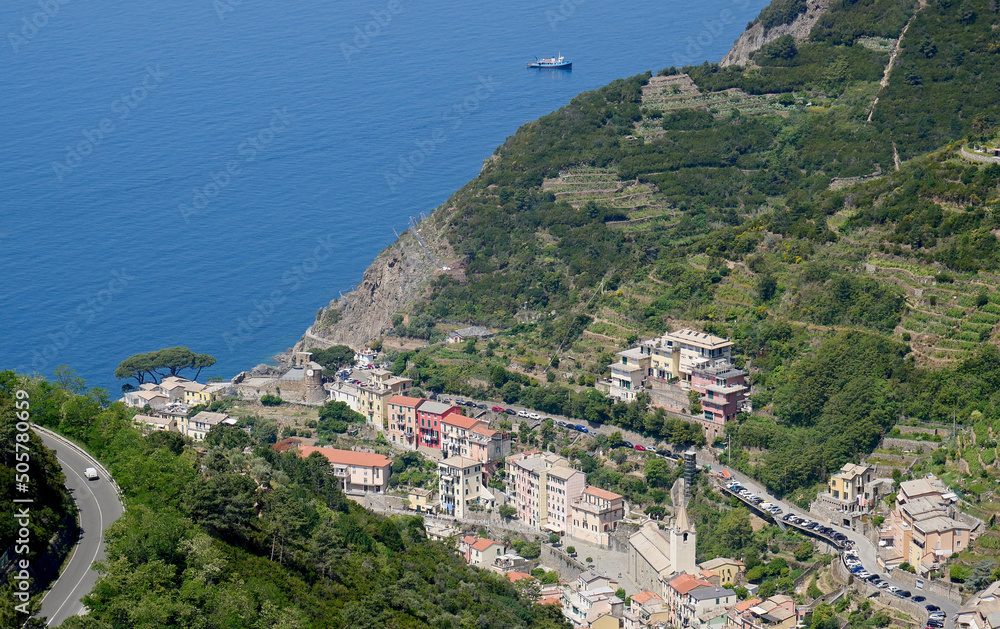 Rural and touristic landscape in the area of ​​Riomaggiore in the Cinque Terre