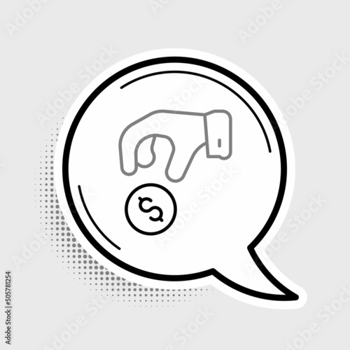 Line Donate or pay your zakat as muslim obligatory icon isolated on grey background. Muslim charity or alms in ramadan kareem before eid al-fir. Colorful outline concept. Vector