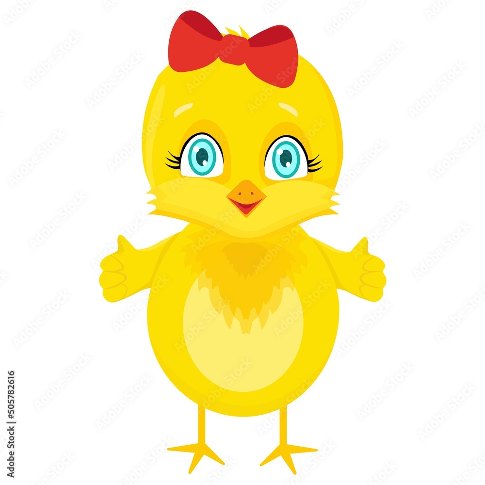 Little easter chicken in a broken egg Vector cartoon illustration