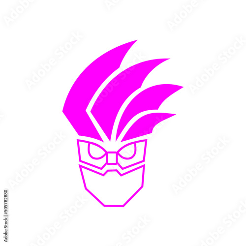 Symbol of kamen rider ex-aid mask. Editable vector of purple mask. EPS 10