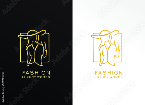 Fashion brand logo for luxury woman dress and custom design logo