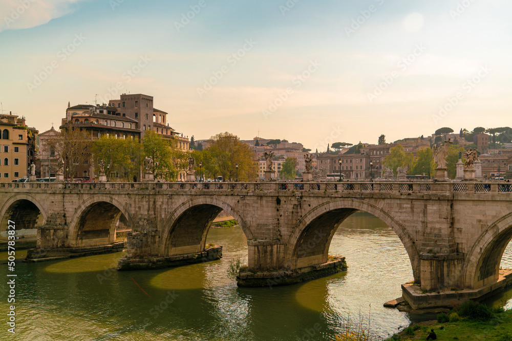 Italy, Rome, Ponte SantAngelo and cityscape Italy, Rome, Ponte SantAngelo and cityscape
