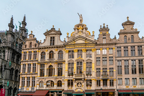 Belgium, Brussels, Golden ornaments on Grand Place buildings photo