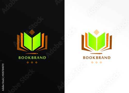 books publisher brand logo design with minimal book symbol, education and intelligence data brand and company logo