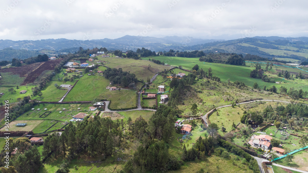 
Panoramic natural landscape corregimiento of Santa Elena Medellin - Colombia taken with a drone