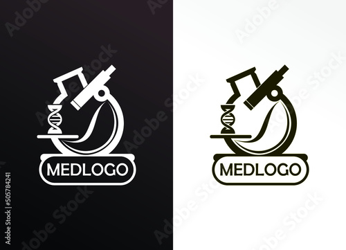 medical research center logo design laboratory and human health data analysis brand logo design