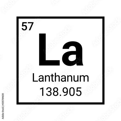 Chemistry lanthanum mendeleev element symbol atom icon photo