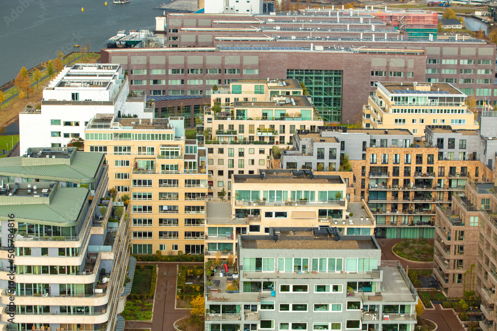Netherlands, Aerial view of residential district Netherlands, Aerial view of residential district