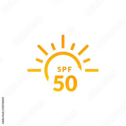 UV radiation sun block icon. Solar ultraviolet uv radiation logo 50spf