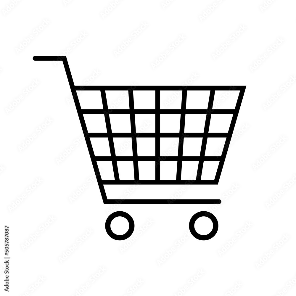 Cart icon for shop and buy. Cart, basket, trolley for online web market and retail. Add to cart symbol for supermarket, store. Vector. Pictogram of purchases in internet.