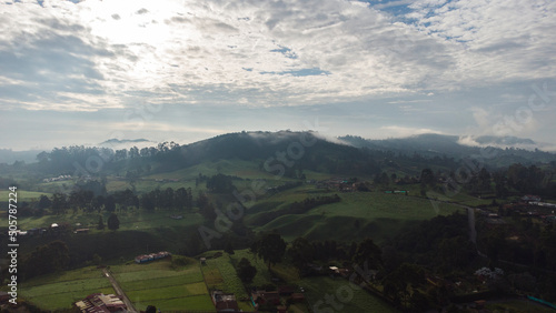  Panoramic natural landscape municipality of San Pedrto de los Milagros, Antioquia Colombia, views from the air, drone photography