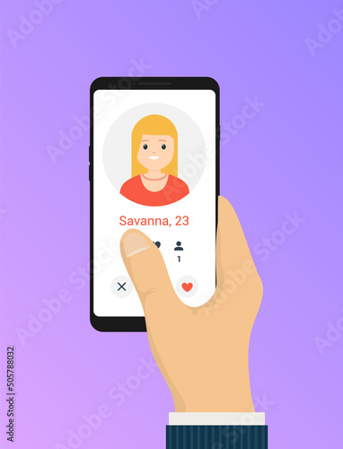 Dating app online mobile concept. Female male profile flat design. Couple match for relationship