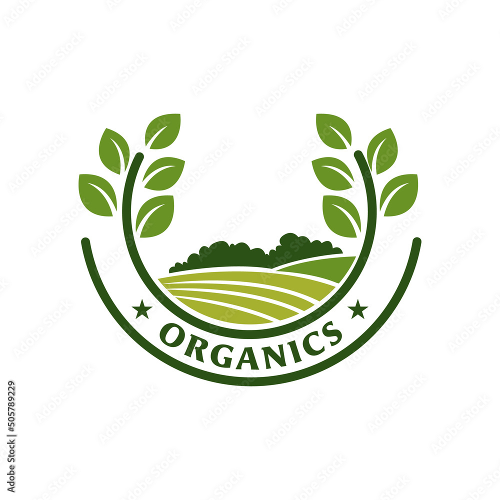This Image Is A Logotype Emblem That Depicts A Scenery Of A Farm Field