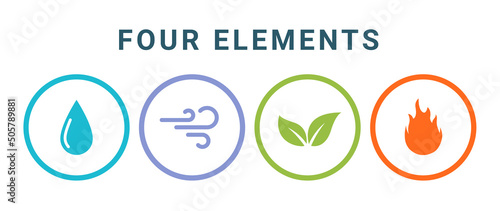 Vector four elements air water fire earth symbol logo. Nature abstract design concept four element