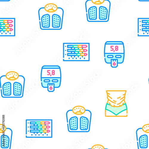 Cholesterol Overweight Vector Seamless Pattern Color Line Illustration