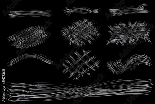 Simple Set 10 Vector multiple Silver or Chrome line scribble