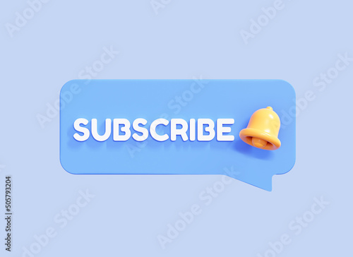 Obraz na plátne 3D Subscribe button with bell notification